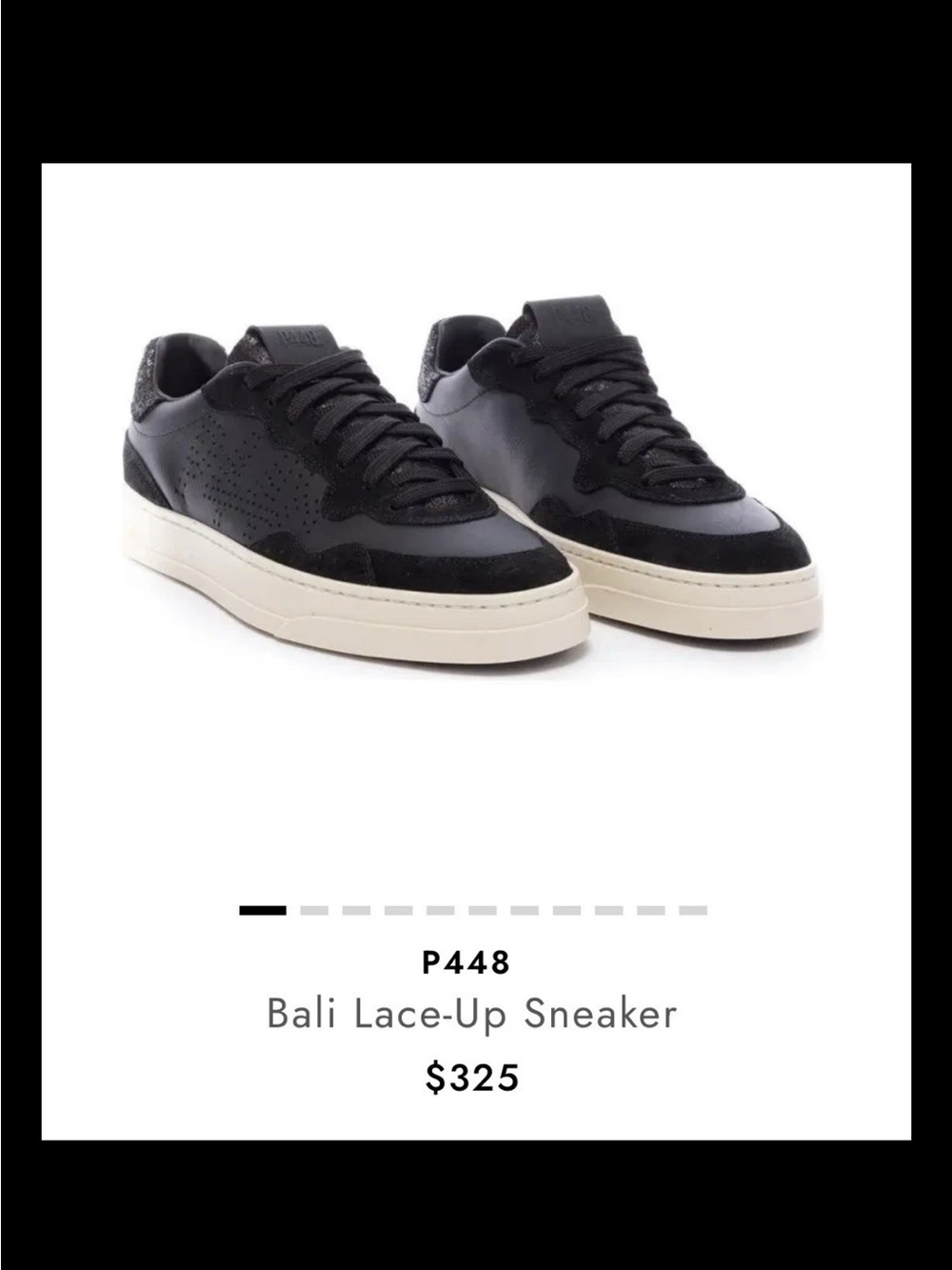 P448 Bali Shoes Womens 9 / 39 Black Leather Suede Low Top Sneakers Italy | GUC!
